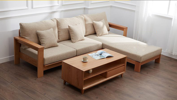 Bộ sofa gỗ kiểu dáng chữ L