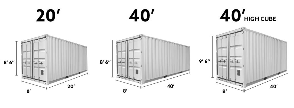 Kích thước container 20ft, 40ft, 40ft HC