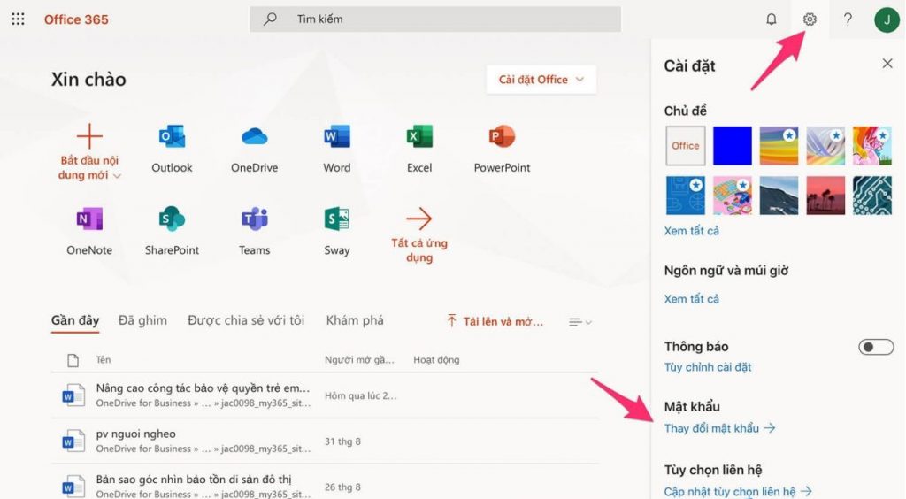 Các bước làm quen nhanh với nền tảng Office 365